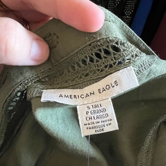 Olive Green V Neck Ruffle dress - Picture 4 of 5